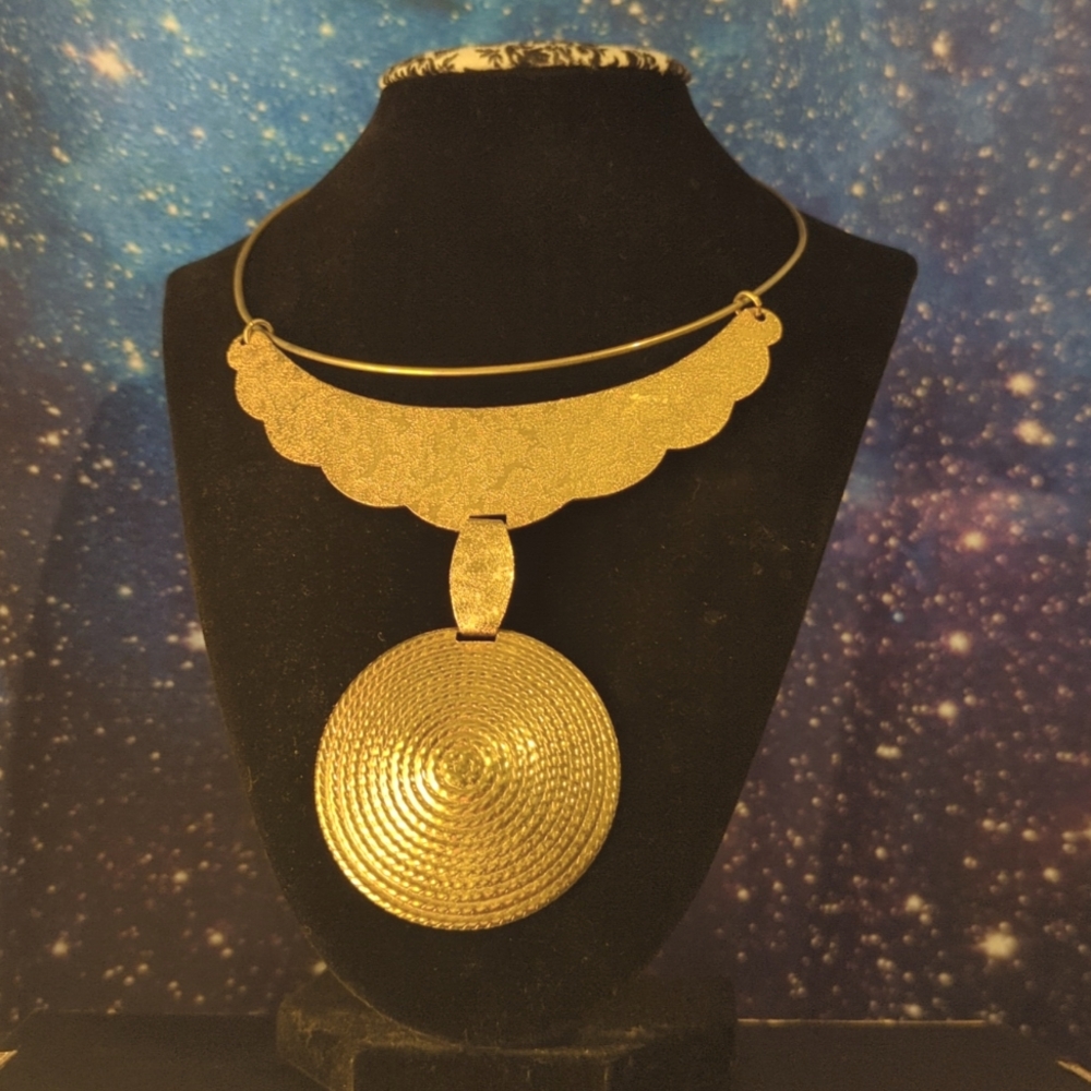 Vintage Gold Color Statement Necklace